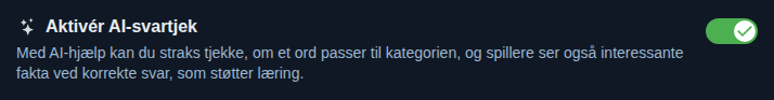 Indstilling: AI-kontrol af svar