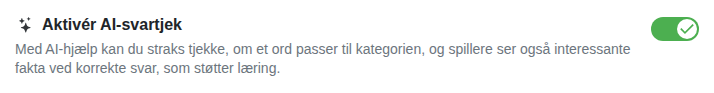 Indstilling: AI-kontrol af svar