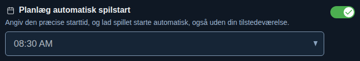 Indstilling: fast starttidspunkt