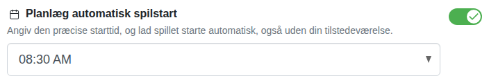 Indstilling: fast starttidspunkt