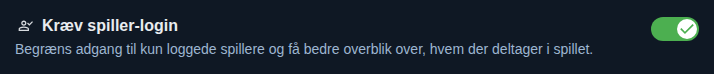 Indstilling: kun for loggede spillere