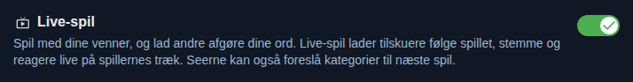 Indstilling: livespil