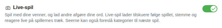 Indstilling: livespil