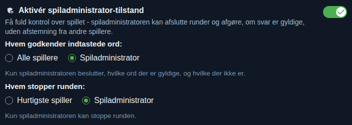 Indstilling: værtstilstand