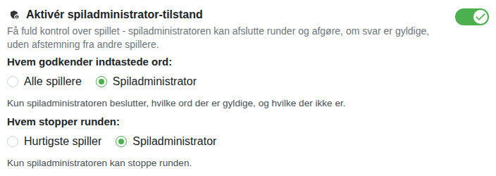 Indstilling: værtstilstand
