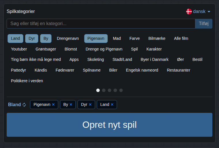 Valg af kategorier