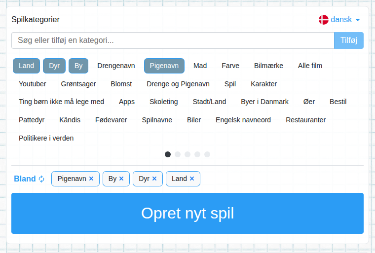 Valg af kategorier